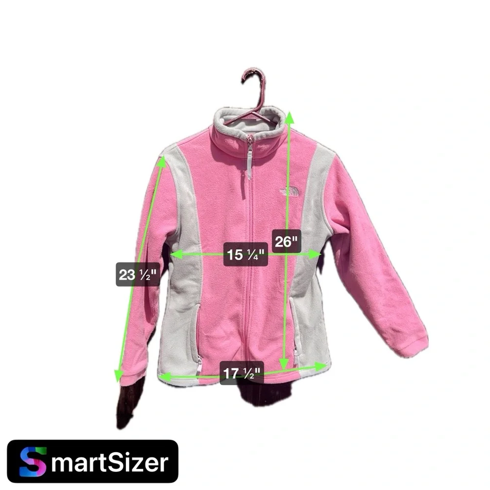 Girls North Face‎ Pink Gray Full Zip Fleece Jacket Size Youth